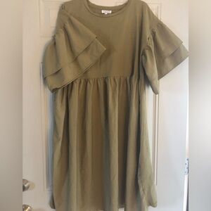 Sweet salt   Modest company large women casual olive dress . MIDI calf length